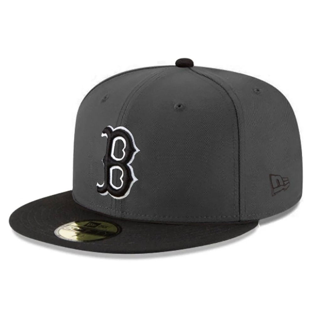 NEW ERA - MLB Baseball Hat - Boston Red Sox 59FIFTY Fitted Cap - Gray & Black